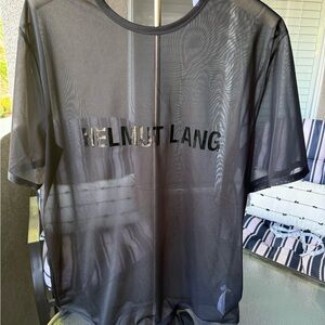 Helmut Lang Black Sheer Logo Top